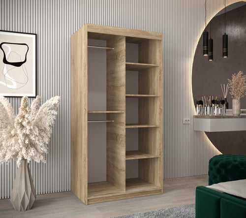 Wooden bookshelf in a room with decorative elements