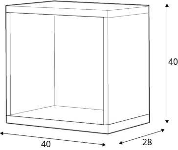 Line drawing of a cube with dimensions labeled