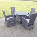 Dark Grey Mixed Outdoor Wicker Rattan Garden Furniture Reclining Chair And Table Dining