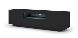 Black TV stand on a white background