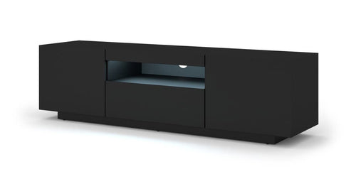 Black TV stand on a white background