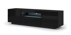 Black TV stand on a white background