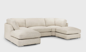 Beige sectional sofa on a white background
