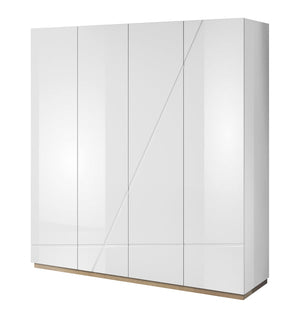White cabinet with geometric design on a white background