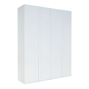 White corner wardrobe with sliding doors on a white background