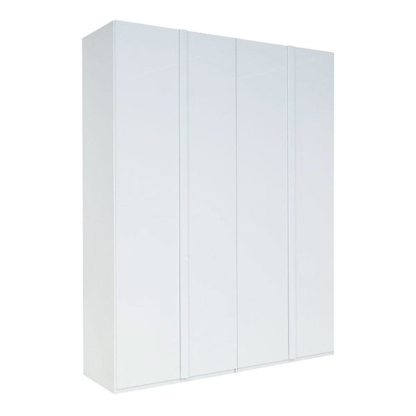 White corner wardrobe with sliding doors on a white background