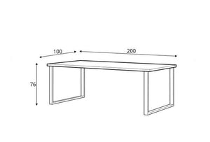 Line drawing of a rectangular table with dimensions labeled