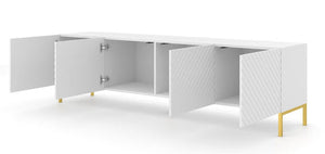 White office desk with a geometric design on a white background