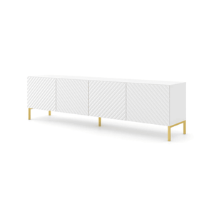 White sideboard with gold legs on a white background