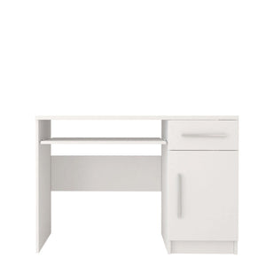 White desk with a shelf on a white background