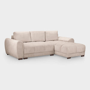 Beige sectional sofa on a white background
