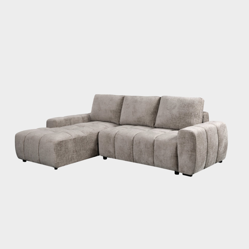 Gray sectional sofa on a white background