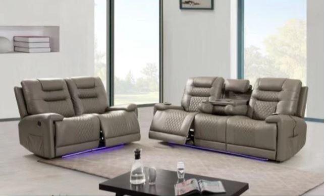Electric & Massage Leather Recliner Suite