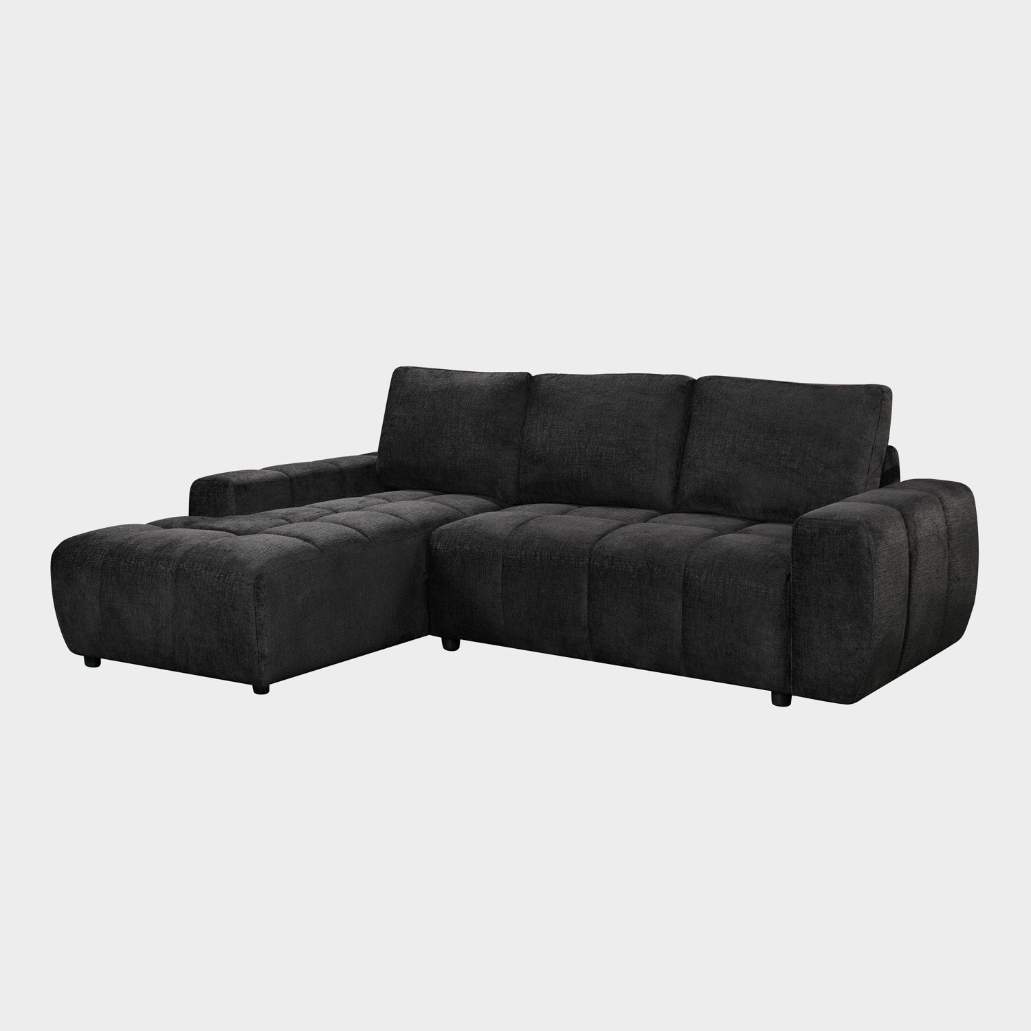 Dark gray sectional sofa on a light gray background