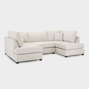 Beige sectional sofa on a white background