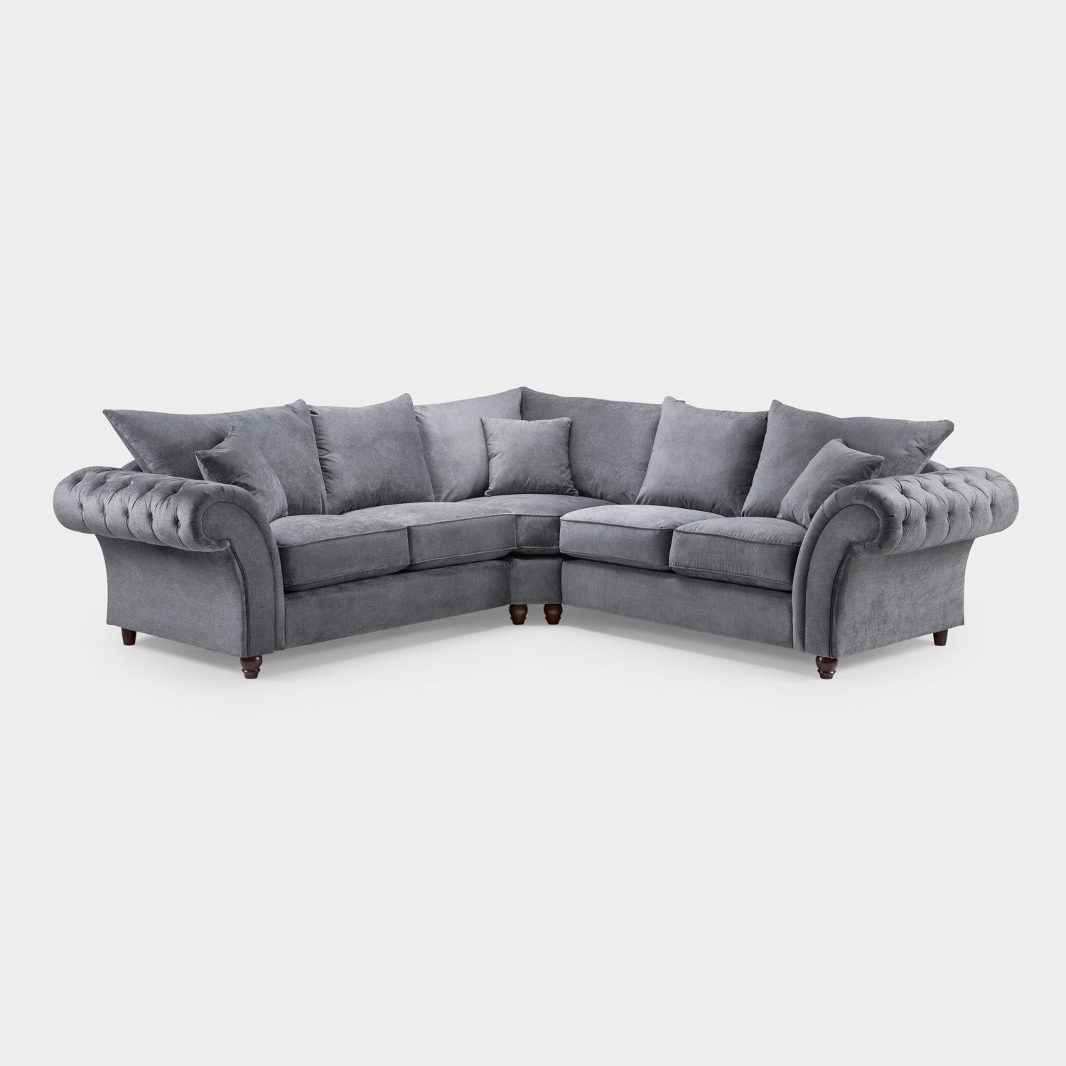 Gray sectional sofa on a white background